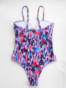 Printed Knot Detail Cutout One-Piece Swimsuit