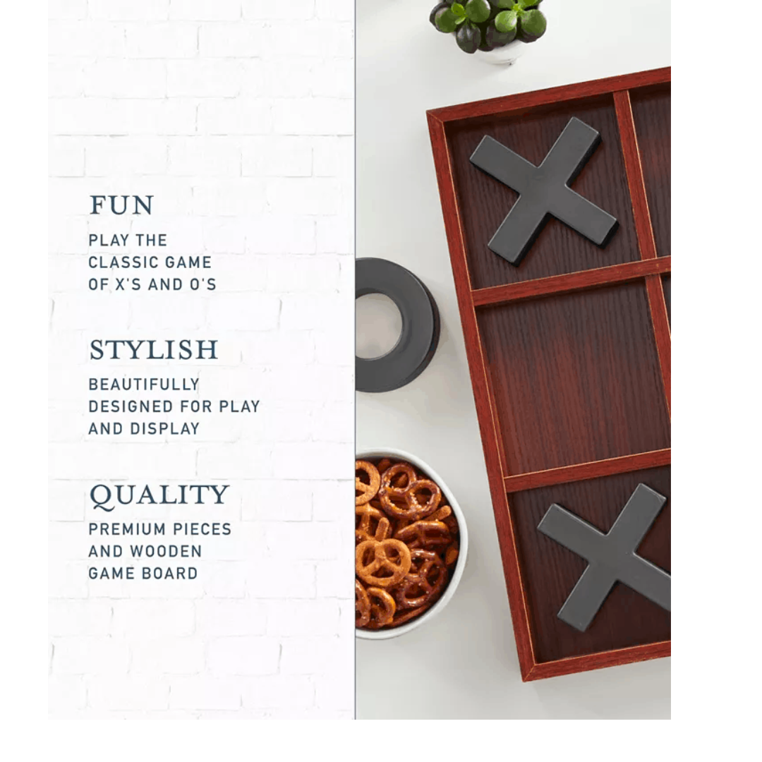 Studio Mercantile Premium Solid Wood Tic Tac Toe Board Game