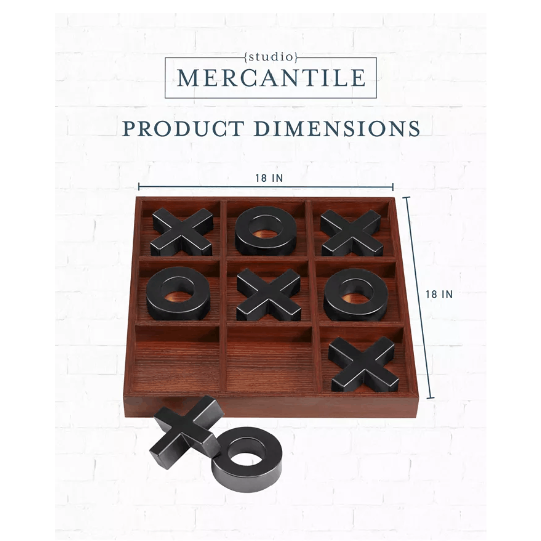 Studio Mercantile Premium Solid Wood Tic Tac Toe Board Game