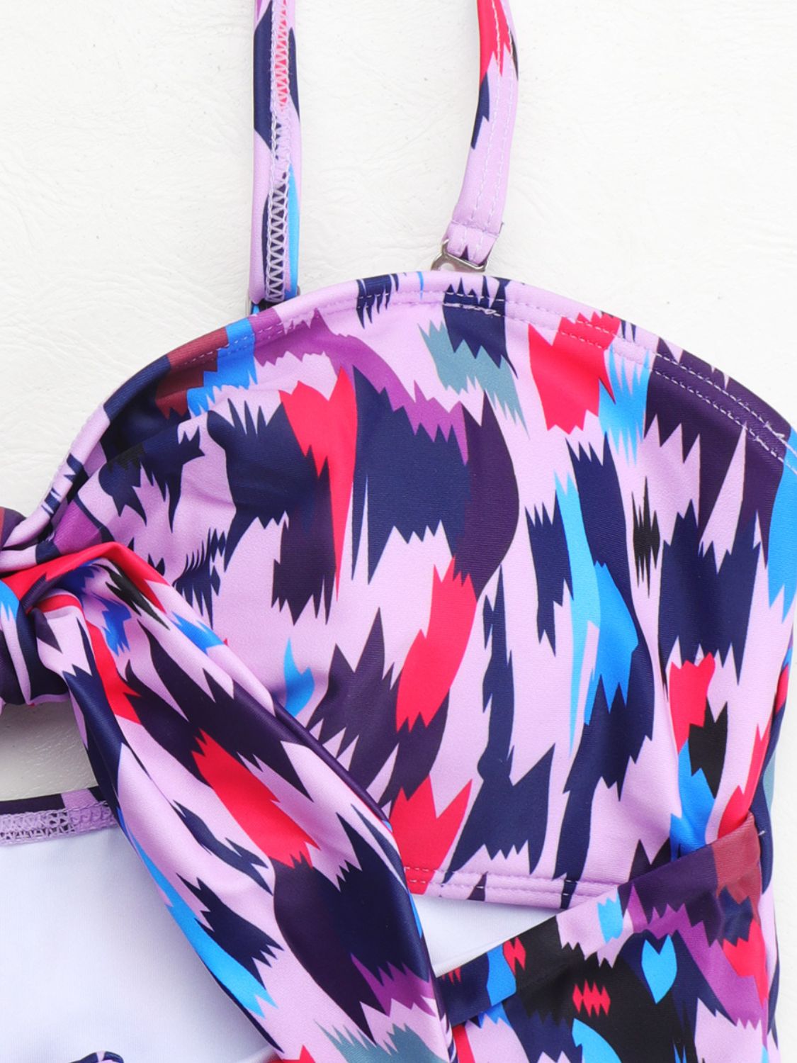 Printed Knot Detail Cutout One-Piece Swimsuit