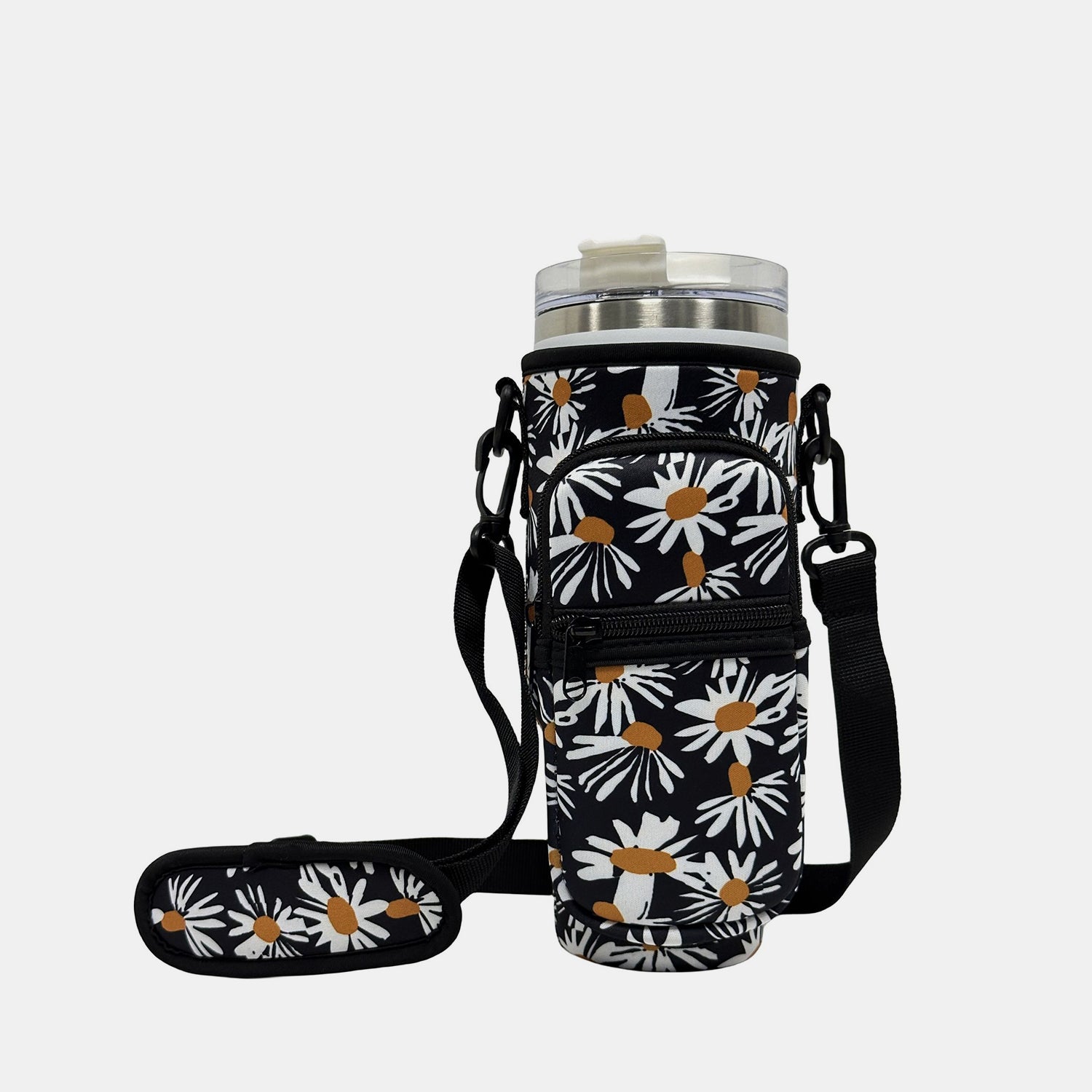 Printed Insulated Tumbler Cup Sleeve With Adjustable Shoulder Strap