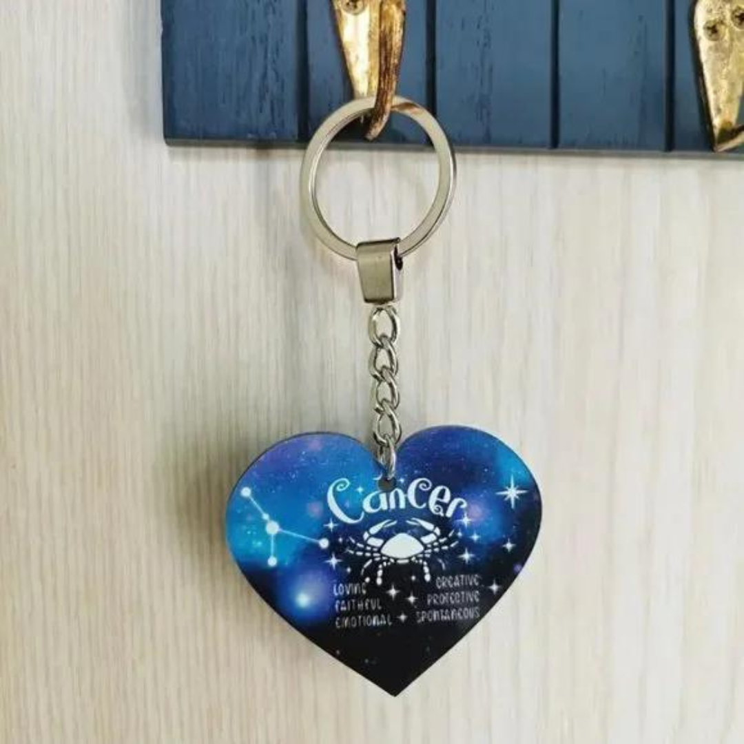 Heart Shaped Zodiac Keychain