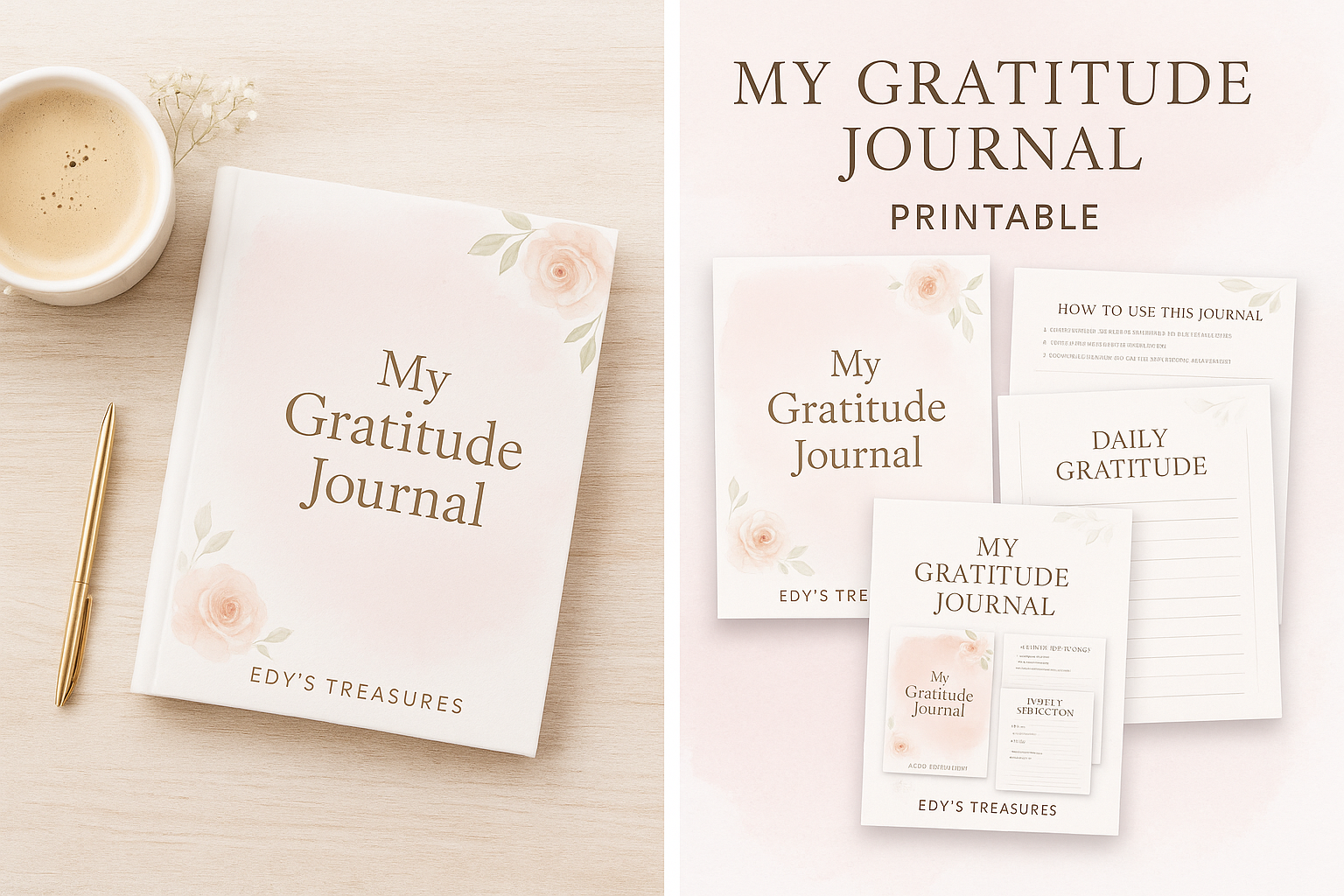 My Gratitude Journal | Soft Pastel Elegance Printable | Daily Reflection Journal | Mindfulness & Self-Care