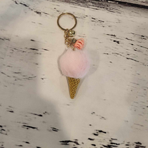 Ice Cream & Tassel Charm Keychain Pink