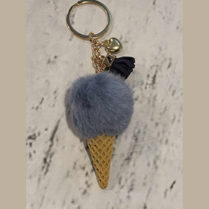 Ice Cream & Tassel Charm Keychain Blue