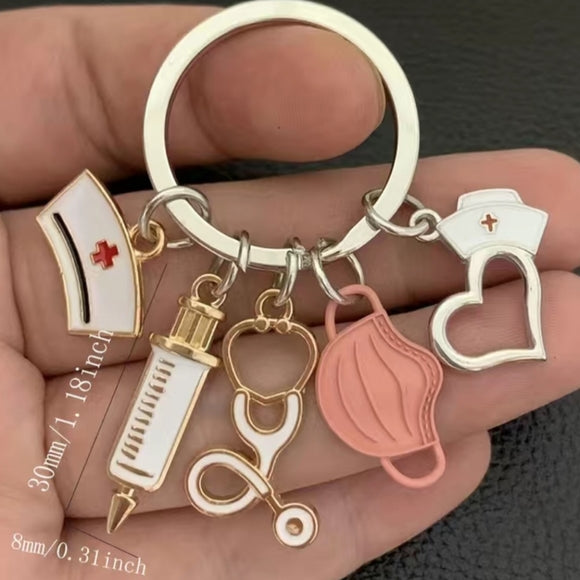 Medical Nurse or Doctor Heart Keychain