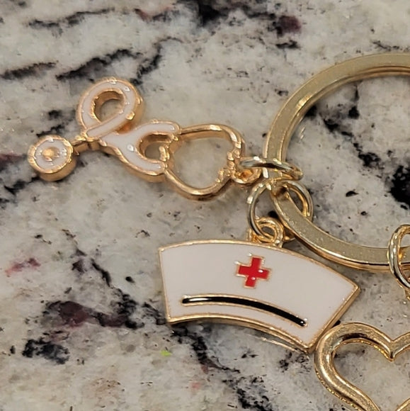 Medical Nurse or Doctor Heart Keychain