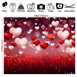 Red & Pink Love Heart Glitter Backdrop/Tapestry