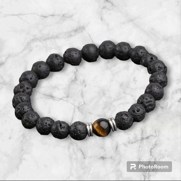 Unisex Essential Oil Lava Tiger Eye Bracelet