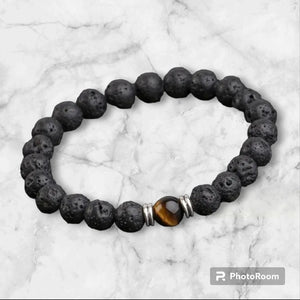 Unisex Essential Oil Lava Tiger Eye Bracelet