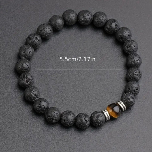 Unisex Essential Oil Lava Tiger Eye Bracelet