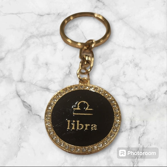 Libra Bling 2-sided zodiac keychain