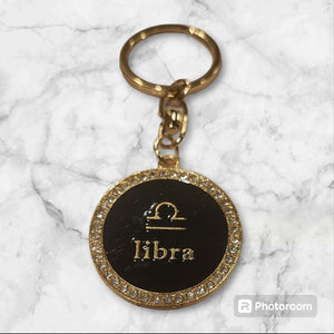 Libra Bling 2-sided zodiac keychain