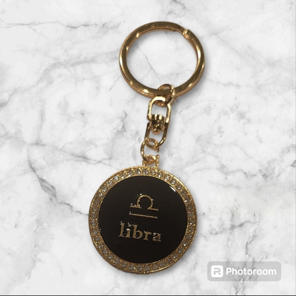 Libra Bling 2-sided zodiac keychain