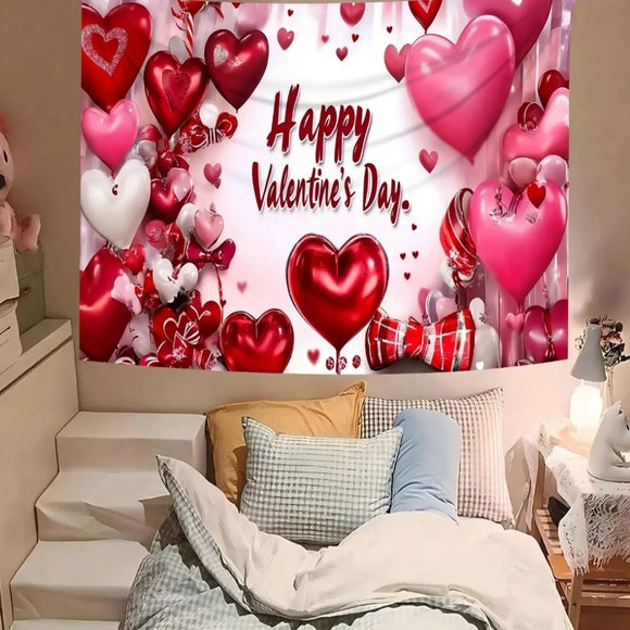 Red & Pink Happy Valentine's Day Love Heart Backdrop/Tapestry V6