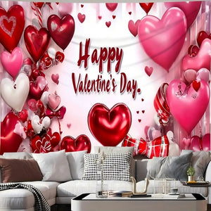 Red & Pink Happy Valentine's Day Love Heart Backdrop/Tapestry V6