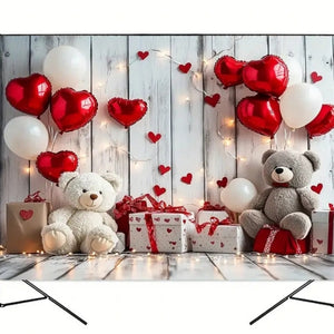 Balloon Teddy Love Heart Backdrop/Tapestry V10