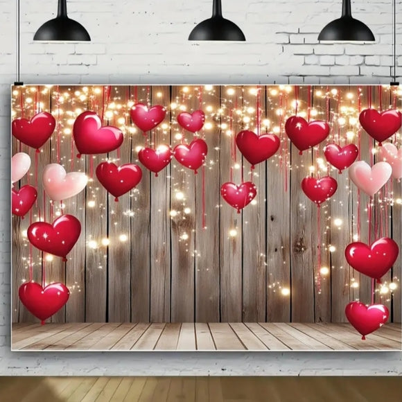 Red & Pink Balloon Love Heart Backdrop/Tapestry V11