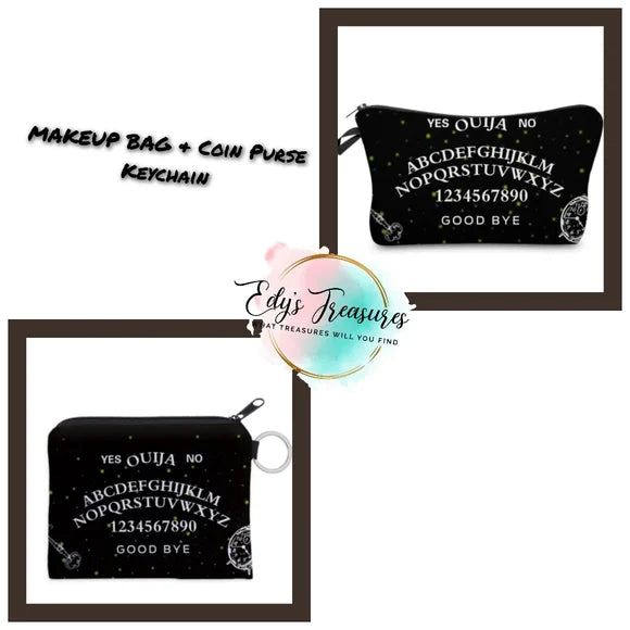 Ouija Makeup Cosmetic Bag & Coin Purse Keychain Set