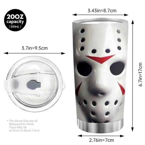 1 New Jason Voorhees Face Mask Double-sided Tumbler Stainless Steel