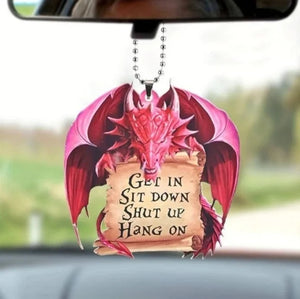 New Dragon Car Mica Ornament Red