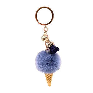 Ice Cream & Tassel Charm Keychain Blue
