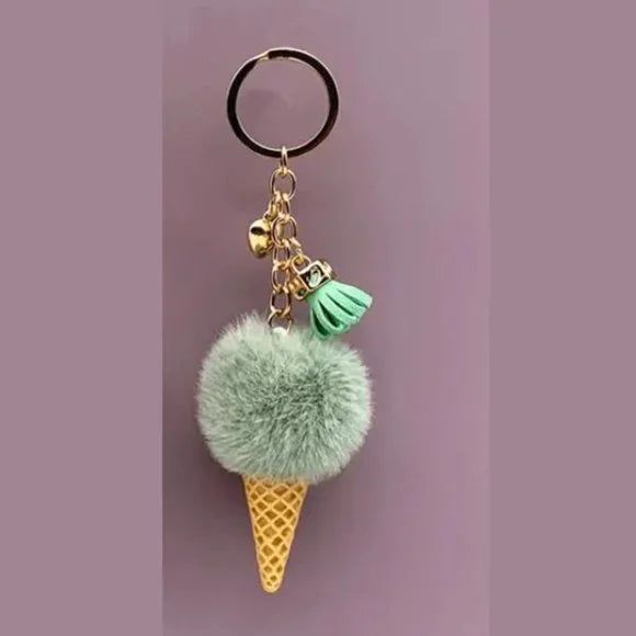 Ice Cream & Tassel Charm Keychain Green