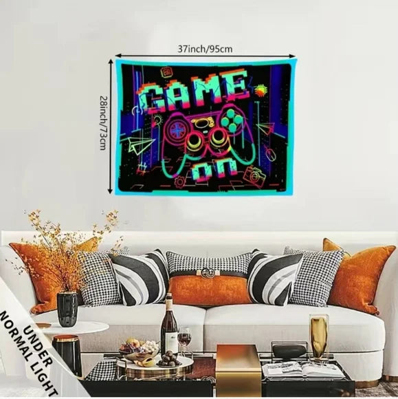 New Gamer game on fluorescent tapestry