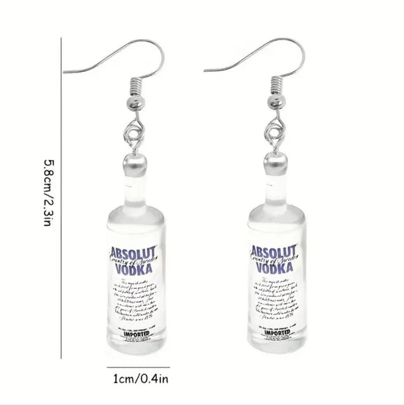 Cute Absolut Vodka Bottle Earrings