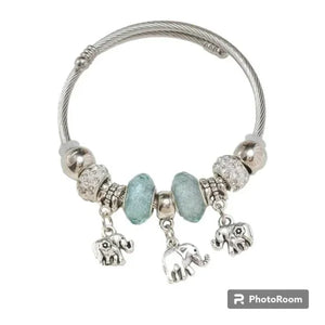Rhinestone Charm Bengal Elephant Bracelet