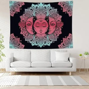 Psychedelic Mystic Sun and Moon Tapestry