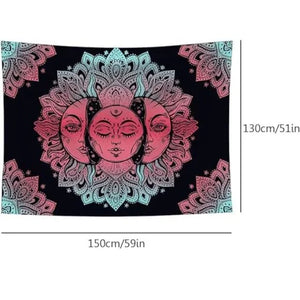 Psychedelic Mystic Sun and Moon Tapestry