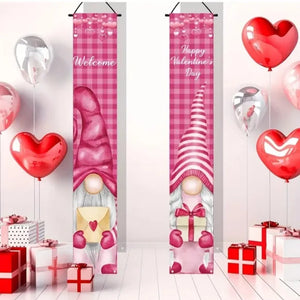 Gnome Valentine's Day Indoor Outdoor Decoration Banners