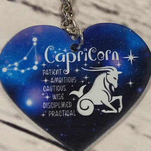 Zodiac Universe Blue Heart Capricorn Keychain