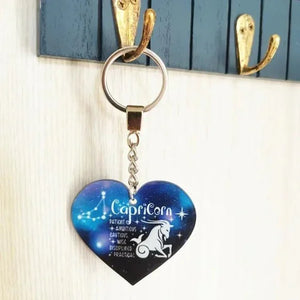 Zodiac Universe Blue Heart Capricorn Keychain