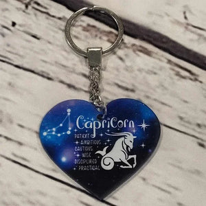 Zodiac Universe Blue Heart Capricorn Keychain