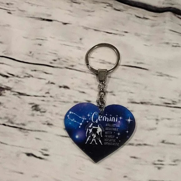 Zodiac Universe Blue Heart Pisces Keychain
