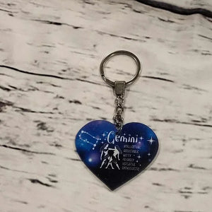 Zodiac Universe Blue Heart Pisces Keychain