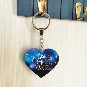 Zodiac Universe Blue Heart Pisces Keychain