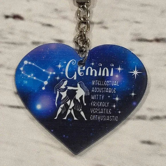 Zodiac Universe Blue Heart Pisces Keychain