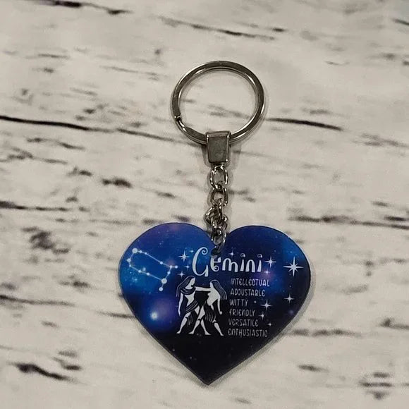 Zodiac Universe Blue Heart Pisces Keychain
