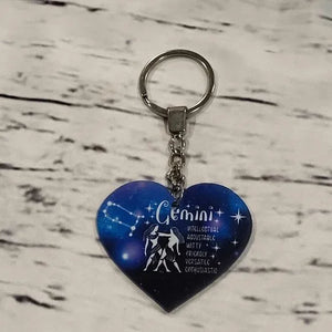 Zodiac Universe Blue Heart Pisces Keychain