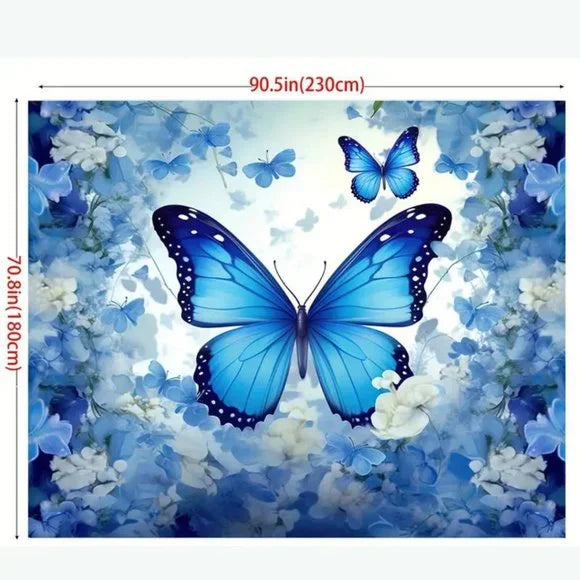 Blue Butterfly Tapestry Background