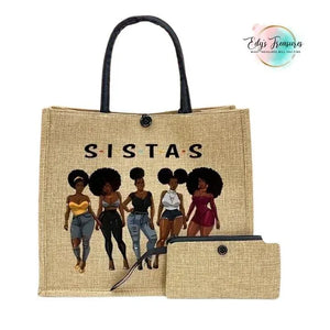 Women Sistas tote bag with Wristlet