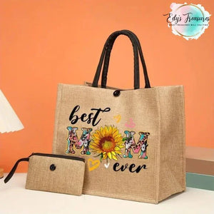 Best MoM Ever tote bag with Wristlet