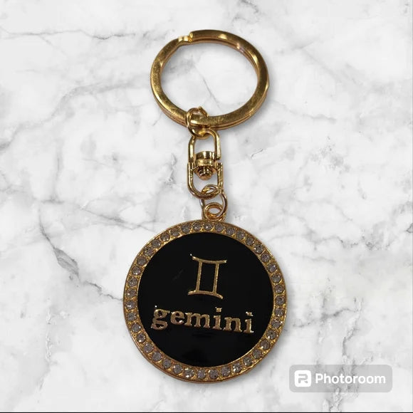 Gemini Bling 2-sided zodiac keychain