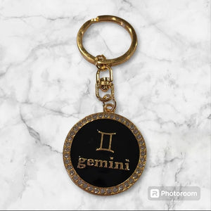 Gemini Bling 2-sided zodiac keychain