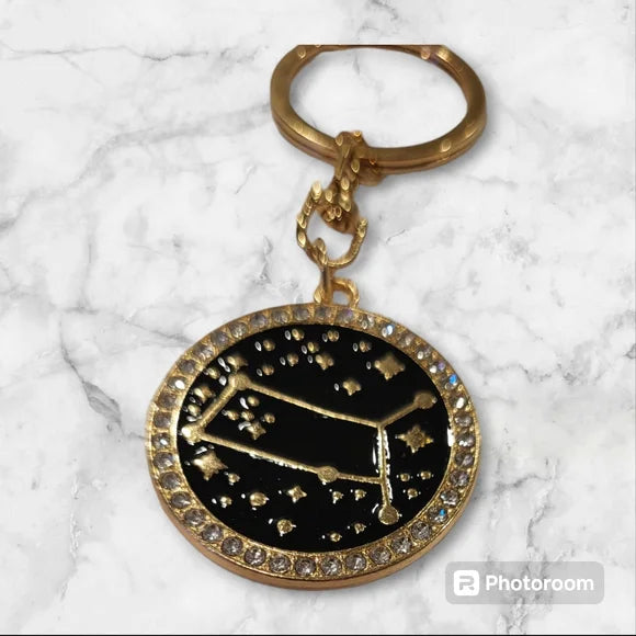 Gemini Bling 2-sided zodiac keychain