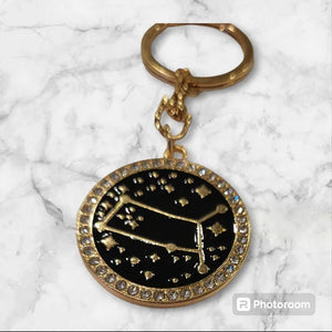 Gemini Bling 2-sided zodiac keychain