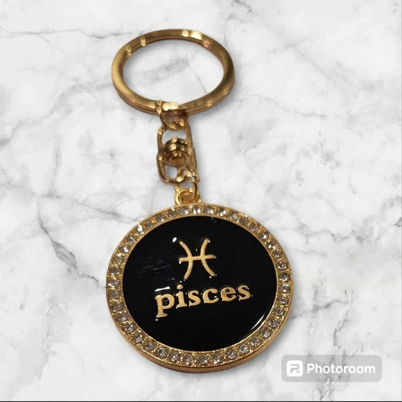 Pisces Bling 2-sided zodiac keychain